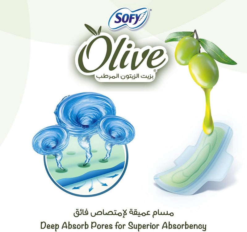 Sofy Olive Sanitary Pads With Wings, Slim, Large - Image 3